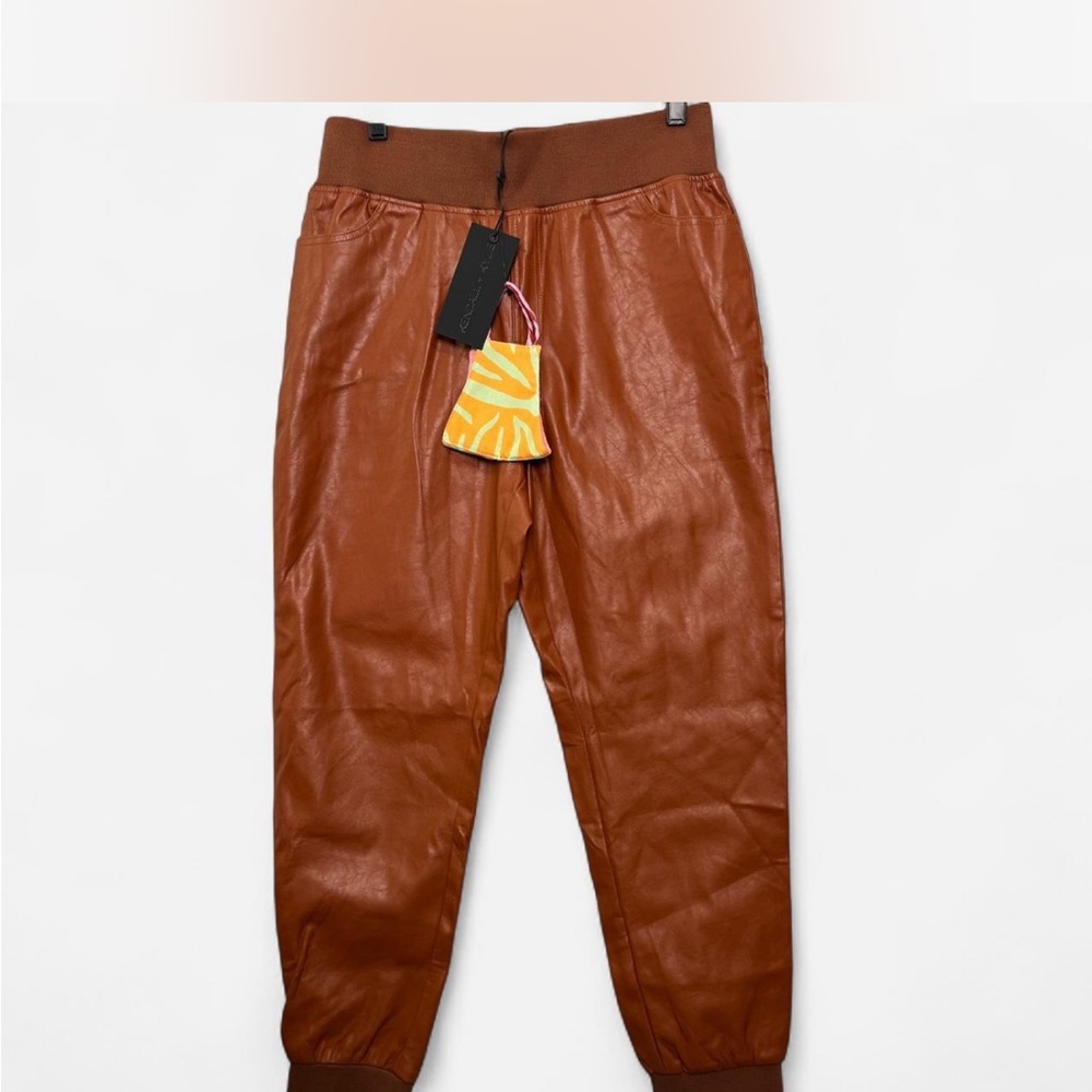 Brown Leather Jogger Pants Indie Sleeze